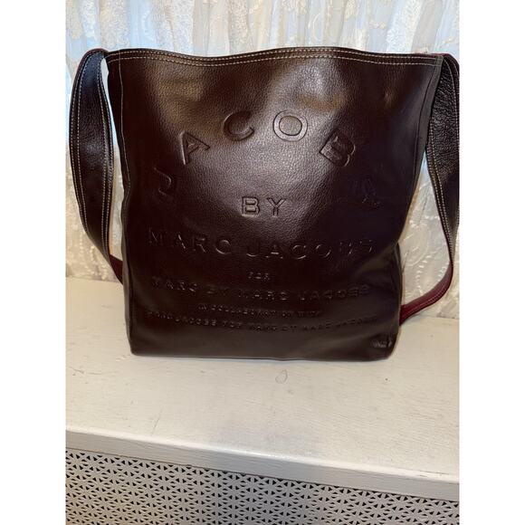 Marc by Marc Jacobs Brown and Red Leather Tote Shoulder Bag - Picture 1 of 7